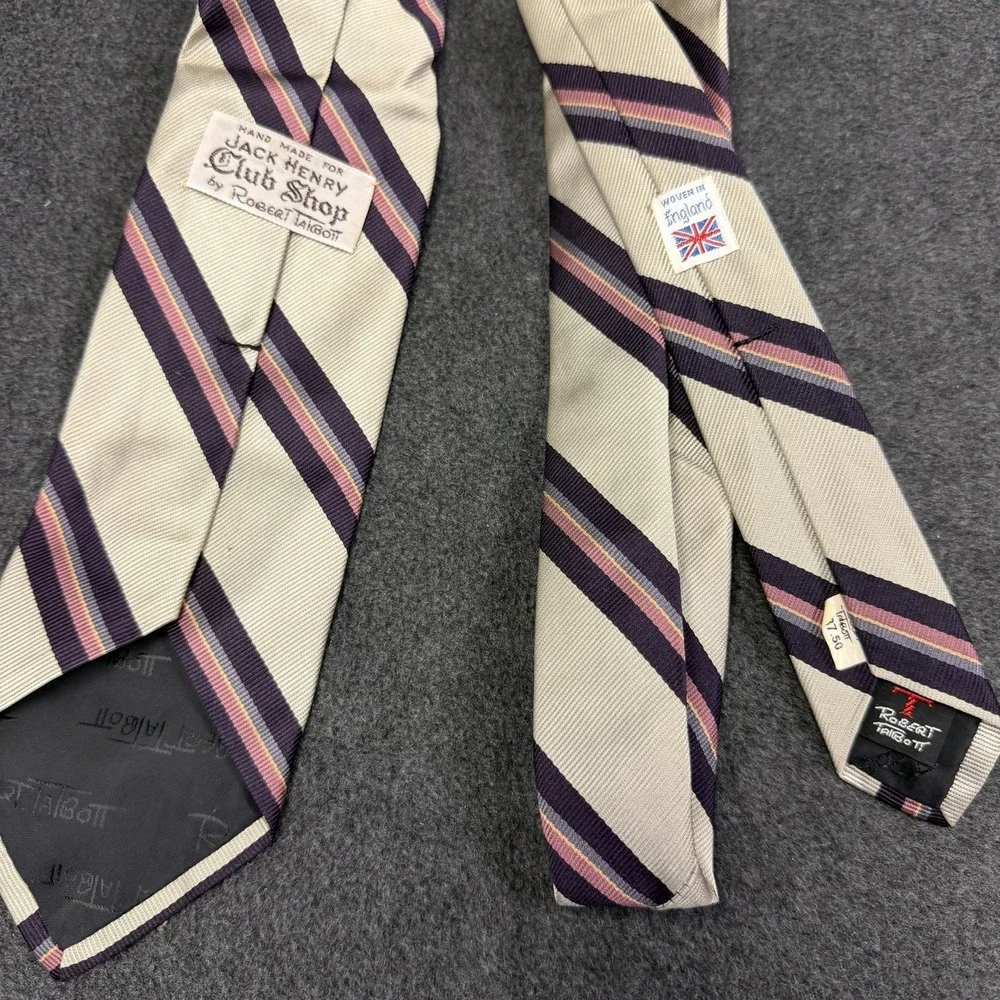 Vtg Robert Talbott Jack Henry Club Shop Silk Tie Regimental Stripe Woven England